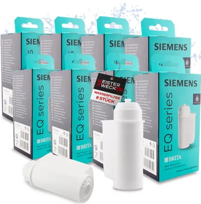 Produktbild von MEISTERZWECK4U Siemens 8x Wasserfilter TZ70003 für Kaffeevollautomat - Kaffeefilter EQ-Serie Supresso Einbauvollautomaten - Brita Intenza Filterpatrone für Kalkschutz, Geruchs & Geschmacksverbesserung