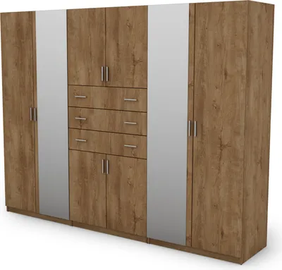Produktbild von Meblast | Kleiderschrank 225/210 cm, Lefkas-Eiche mit 2 Spiegeln, Premium-Beschläge | Natürlich, Hochwertig