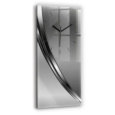 Obrázek produktu pro Wallfluent Hodiny - Obdélníkove Skleněné Nástěnné Hodiny - Tichý Křemenný Pohyb - Nástěnná Dekorace Kuchyně Ložnice - Černé Ručičky Hodin - 30x60 cm - Stříbrné čáry