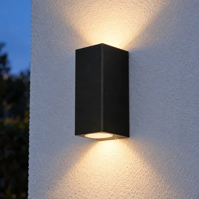 Obrázek produktu pro AALBORG designové nástěnné svítidlo venkovní světlo nahoru dolů černé hranaté IP44 venkovní nástěnné světlo balkon zahrada