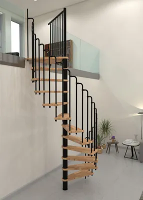 Produktbild von Minka Spindeltreppe Paris 38 - 282cm Geschosshöhe Buche Schwarz 140cm Durchmesser