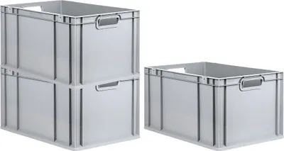 Produktbild von SuperSparSet 3x Eurobox NextGen Economy | Griffe offen |HxBxT 32x40x60cm | 65 Liter | Eurobehälter, Transportbox, Transportbehälter, Stapelbehälter