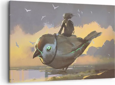 Produktbild von Bild auf Leinwand - Leinwandbild - Fantasie Vogel - 120x80cm - Wand Bild - Wanddeko - Wandbilder - Leinwanddruck - Bilder - Kunstdruck - Wanddekoration - Leinwand bilder - Wandkunst - AA120x80-3933