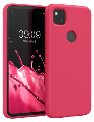 Produktbild von kwmobile Hülle kompatibel mit Google Pixel 4a Hülle - gummierte TPU Silikon Handyhülle - Schutzhülle für kabelloses Laden - Case in Awesome Pink