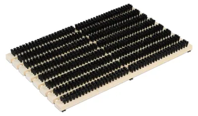 Immagine prodotto di Spazzola per scarpe Relaxdays, base antiscivolo, setole resistenti in PP, per interni ed esterni, tappetino con setole, legno, naturale