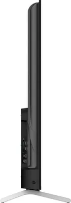 Side view of a television on its stand.