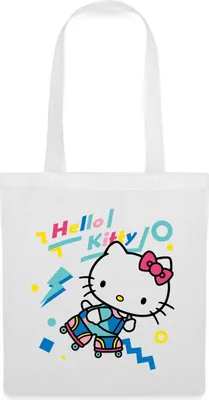 Produktbild von Spreadshirt Hello Kitty 90er Stil Mit Rollschuhen Stoffbeutel, One size, Weiß