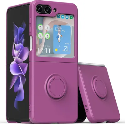 Produktbild von Hülle für Samsung Galaxy Z Flip 5 Schlank Weiche Kratzfeste Silikon Schutzhülle mit Ringhalter Ständer Lila
