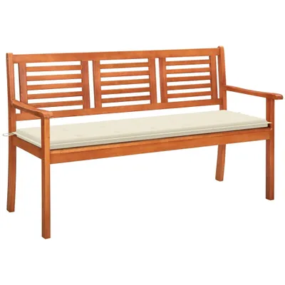 Image de banc de jardin 3 places avec support 150 cm en bois massif d'eucalyptus