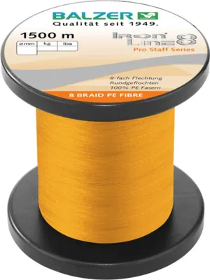 Produktbild von Balzer Ironline 8x orange - 1500m geflochtene Angelschnur, Durchmesser/Tragkraft:0.16mm / 11.6kg