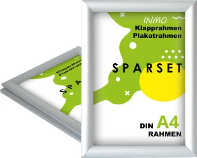 Produktbild von Klapprahmen DIN A4 aus Aluminium – silber eloxiert, zur Wandmontage für Poster & Plakate