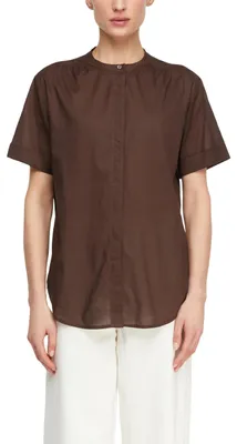 Produktbild von COMMA Damen Bluse – Kurzarm, Stehkragen, Baumwolle