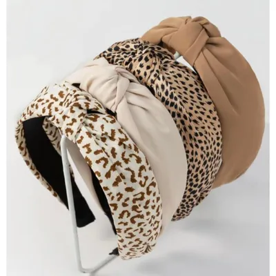 Produktbild von Haarband Haarreif Kopfband - Mit Knoten - Leopardenmuster - 5 cm