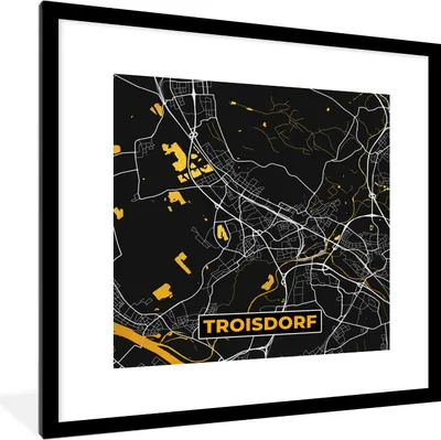 Produktbild von MuchoWow® Gerahmtes Poster Gold - Deutschland - Karte - Troisdorf 40x40 cm - Poster mit Schwarzem Bilderrahmen Wandposter Rahmen Foto Bilder - Poster - Plakat im Rahmen