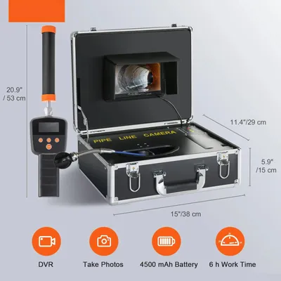 Image de Caméra d'inspection de canalisations - Caméra pour inspection de tuyaux - Caméra pour égouts - Endoscope - Système d'inspection - Écran LCD de 7 pouces