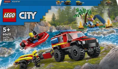 Image de Camion de pompiers LEGO City 4x4 avec bateau de sauvetage - 60412