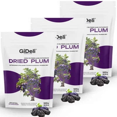 Produktbild von Getrocknete Pflaumen 3kg Ohne Stein Ungesüßt Vegan Pure Snack Müsli GiDeli