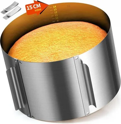 Produktbild von Famanu Tortenring verstellbar hoch 15 cm - Edelstahl Tortenform Ø 16-30 cm, stabile Backform