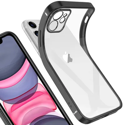 Immagine prodotto di Custodia protettiva per iPhone 11, telaio quadrato trasparente chiaro Gel TPU Silicone Cover per iPhone 11 Nero
