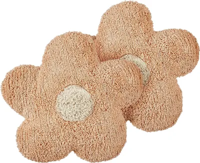Zdjęcie produktu dla BELIANI Zestaw 2 poduszek brzoskwiniowy bawełniany 30 x 30 cm dla dzieci kształt kwiatka zdejmowana poszewka