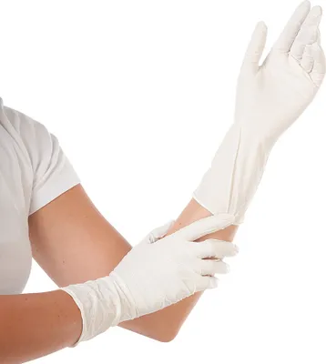 Produktbild von HYGOSTAR Nitril-Handschuh SAFE LONG XL weiß puderfrei