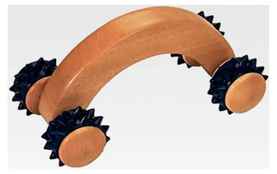 Produktbild von Massagehandroller aus Holz mit 4 Rollen