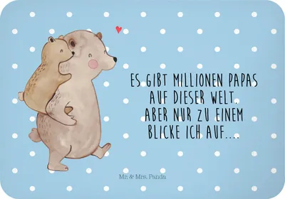 Produktbild von Mr. & Mrs. Panda magnet Papa Bär - Blau Pastell - Geschenk, büromagnet, Muttertag, Geburtstag, Vatertag, whiteboardmagnet, wandmagnet, zettelhalter, Kühlschrankmagnet