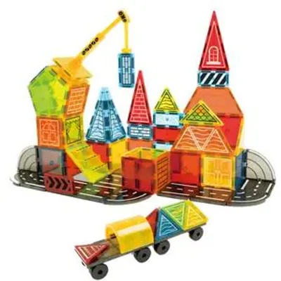Productafbeelding van Olvy Magnetische bouwstenen, Montessori speelgoed - Magnetische tegels voor kinderen - Magnetische bouwstenen - Magnetisch constructiespeelgoed, geschikt vanaf 3 jaar - Bouwsets