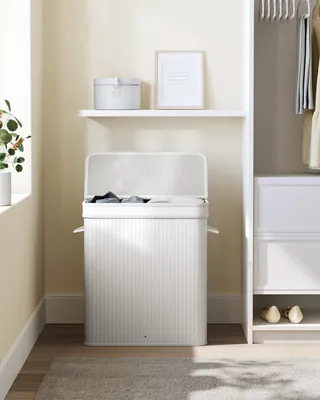 Produktbild von SONGMICS Wäschekorb mit Deckel, Bambus, Wäschesack herausnehmbar, 100 Liter