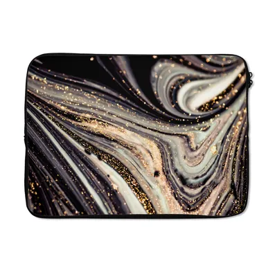Produktbild von MuchoWow® Laptop Hülle 13 Zoll Marmoroptik - Schwarz - Gold - Weiß - Glitter - Marmor Laptoptasche - Laptophülle - Sleeve - Rundumschutz