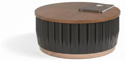 Produktbild von Moderner Couchtisch Metallakzent  Holzrahmen  Braun-Schwarz Farbe