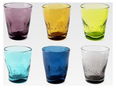 Produktbild von Farbiges Wellen-Set mit 6 Wassergläsern aus Glas