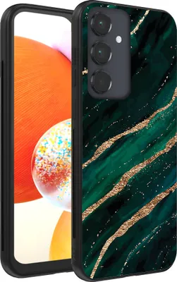 Image de Smartphonica Coque pour Samsung Galaxy A14 avec impression marbre - Coque arrière TPU design marbre - Vert Or