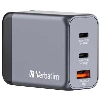 Obrázok produktu pre Verbatim GNC-65 GaN Charger 3 Port 65W USB A/C (EU/UK/US)