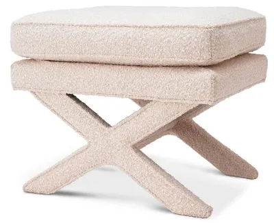 Produktbild von Casa Padrino Luxus Hocker Creme - Rechteckiger Sitzhocker - Kreuzhocker - Luxus Möbel