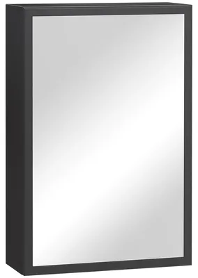 Image de Armoire miroir - Armoire murale - 3 étagères - Charnières à fermeture douce - Acier inoxydable, aluminium et verre - 40 × 15 × 60 cm - Noir