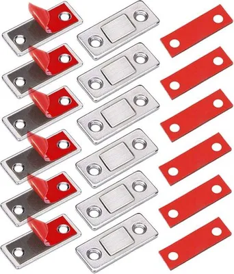 Produktbild von 6 Stück ultradünne Türmagnete, Edelstahl 304, 6 lbs Haftkraft, 2/10 Zoll dick, bohrfrei, für Schranktüren & Schubladen