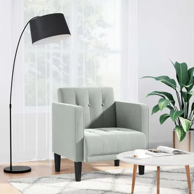 Produktbild von Sessel mit Armlehnen, hellgrau, 53 cm, Samt, Möbel, Stühle, Sessel, 14.95 kg