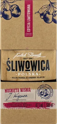 Produktbild von sliwowica Polska Musniêta Wisni¹ 500 ml w kartonie (Sliwowitz, Pflaumenschnaps) | Flavoured Vodka, Pflaumen-Wodka |500 ml | 47% Alkohol | Toruñskie Wódki Gatunkowe | Geschenkidee | 18+