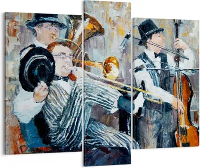 Produktbild von Bild auf Leinwand - Leinwandbild - Jazz Musik Musiker - 95x80cm - Wand Bild - Wanddeko - Wandbilder - Leinwanddruck - Bilder - Kunstdruck - Wanddekoration - Leinwand bilder - Wandkunst - CB95x80-3422