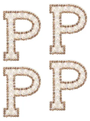 10x Buchstabe P Strass-Patches, Weißgold, 4,5 x 3,5 cm, zum Aufbügeln