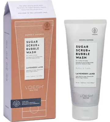 Image de Gommage au sucre + Bubble Wash Gommage au sucre pour le corps et le cuir chevelu Terre de lavande 210g