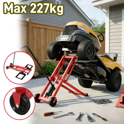 Obrázek produktu pro Hydraulický zvedák YRHome 3 v 1, nosnost 225 kg, z oceli, mobilní, pro sekačky s obsluhou, zahradní traktory a sekačky s nulovým poloměrem otáčení