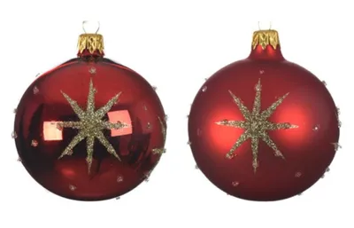 Imagen del producto de Adorno navideño esférico, con motivo rojo, 8 cm