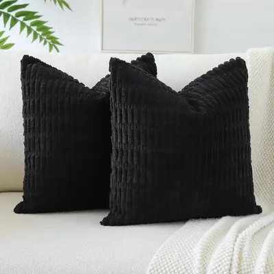 Produktbild von Kissenbezüge Kordsamt 2er Set Schwarz 45x45 cm