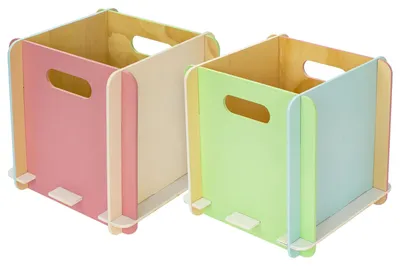 Zusammensteckbare Holzbox 25 cm Mehrfarbig Aufbewahrungsbox für Bücherregale mit einer Tiefe von 25 cm 2 Stück