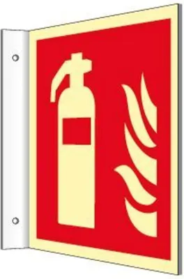 Produktbild von MOEDEL 600236372 Fahnenschild Feuerlöscher ISO 7010, Kunststoff langnachleuchtend, 14,8 x 14,8 cm