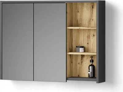 Immagine prodotto di Specchio contenitore bagno Livinity Vomano Rovere artigianale 100 x 75 cm, Model 52775