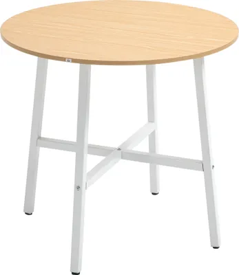 Produktbild von HOMCOM Esszimmertisch Esstisch Küchentisch für 4 Personen, Wohnzimmertisch im Moderndesign für Esszimmer, Küche, Stahl, Naturholz, 80 x 80 x 76 cm