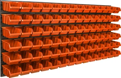 Produktbild von 84 stck. Box Lagersystem Wandregal 175 x 78cm Stapelboxen Schüttenregal Sichtlagerkästen Extra Starke Wandplatten Regal Erweiterbar Werkstattregal Lagerregal Werkstattwandregal Steckregal